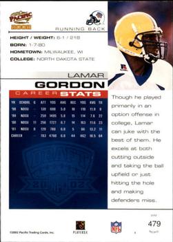 2002 Pacific #479 Lamar Gordon Back