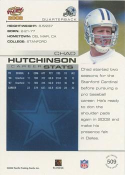 2002 Pacific #509 Chad Hutchinson Back