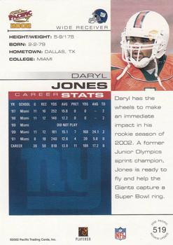 2002 Pacific #519 Daryl Jones Back