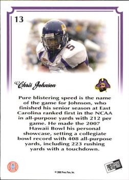 2008 Press Pass Legends Bowl Edition #13 Chris Johnson Back