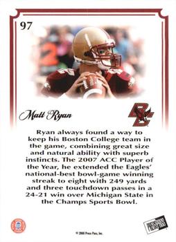 2008 Press Pass Legends Bowl Edition - 10 Yard Line Holofoil #97 Matt Ryan Back