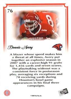 2008 Press Pass Legends Bowl Edition - 15 Yard Line Blue #76 Donnie Avery Back