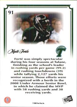 2008 Press Pass Legends Bowl Edition - 20 Yard Line Red #91 Matt Forte Back