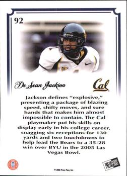 2008 Press Pass Legends Bowl Edition - 20 Yard Line Red #92 DeSean Jackson Back