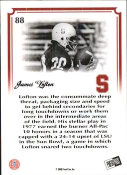 2008 Press Pass Legends Bowl Edition - 5 Yard Line Gold #88 James Lofton Back