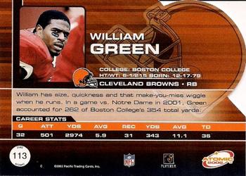 2002 Pacific Atomic #113 William Green Back