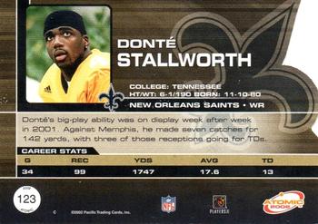 2002 Pacific Atomic #123 Donte Stallworth Back