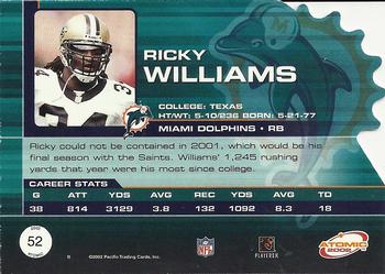 2002 Pacific Atomic #52 Ricky Williams Back