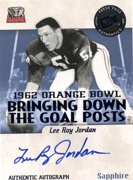2008 Press Pass Legends Bowl Edition - Bringing Down the Goal Posts Autographs Sapphire #BDGP-LJ Lee Roy Jordan Front