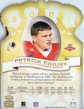 2002 Pacific Crown Royale #215 Patrick Ramsey Back