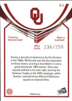 2008 Press Pass Legends Bowl Edition - Institutional Icons #II-4 Tommy McDonald / Billy Sims / Barry Switzer Back