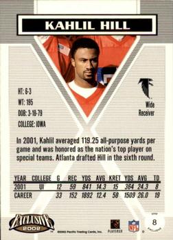 2002 Pacific Exclusive #8 Kahlil Hill Back