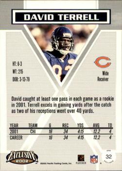 2002 Pacific Exclusive #32 David Terrell Back
