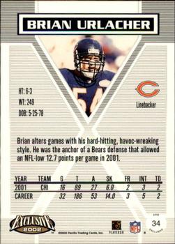 2002 Pacific Exclusive #34 Brian Urlacher Back