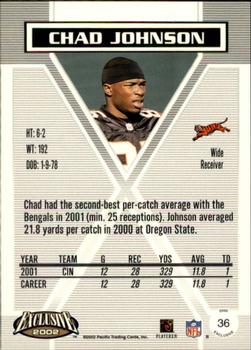 2002 Pacific Exclusive #36 Chad Johnson Back