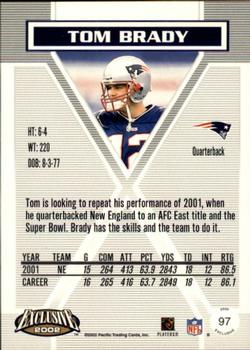 2002 Pacific Exclusive #97 Tom Brady Back