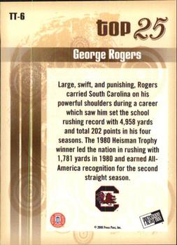 2008 Press Pass Legends Bowl Edition - Top 25 #TT-6 George Rogers Back