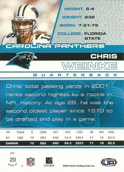 2002 Pacific Heads Up #20 Chris Weinke Back