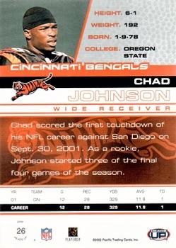 2002 Pacific Heads Up #26 Chad Johnson Back