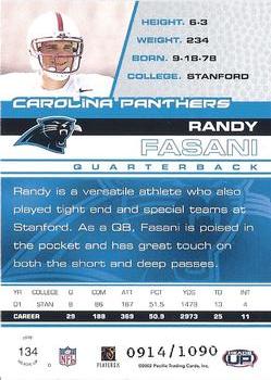 2002 Pacific Heads Up #134 Randy Fasani Back