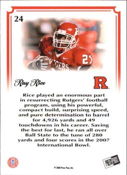 2008 Press Pass Legends Bowl Edition - Touchdown Platinum #24 Ray Rice Back