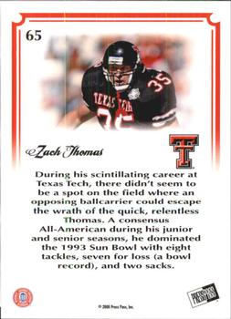 2008 Press Pass Legends Bowl Edition - Touchdown Platinum #65 Zach Thomas Back