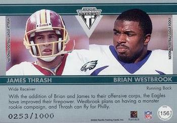 2002 Pacific Private Stock Titanium #156 James Thrash / Brian Westbrook Back