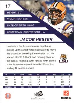2008 Press Pass SE - Gold #17 Jacob Hester Back