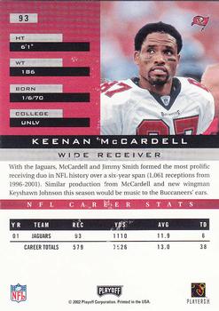 2002 Playoff Honors #93 Keenan McCardell Back