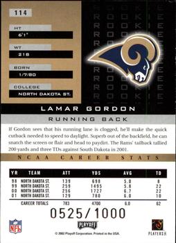 2002 Playoff Honors #114 Lamar Gordon Back