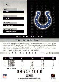 2002 Playoff Honors #122 Brian Allen Back