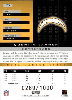 2002 Playoff Honors #174 Quentin Jammer Back