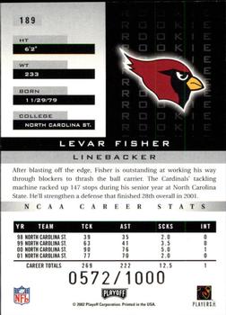 2002 Playoff Honors #189 Levar Fisher Back