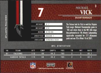 2002 Playoff Piece of the Game #3 Michael Vick Back