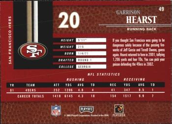 2002 Playoff Piece of the Game #49 Garrison Hearst Back
