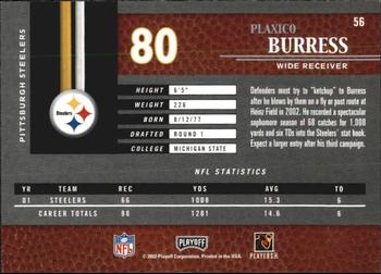 2002 Playoff Piece of the Game #56 Plaxico Burress Back