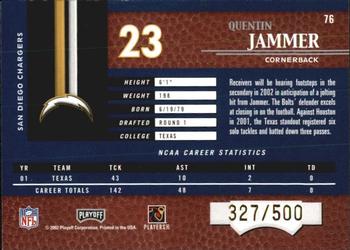 2002 Playoff Piece of the Game #76 Quentin Jammer Back
