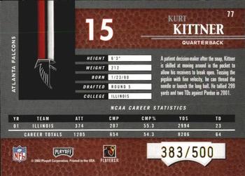 2002 Playoff Piece of the Game #77 Kurt Kittner Back