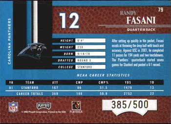 2002 Playoff Piece of the Game #79 Randy Fasani Back