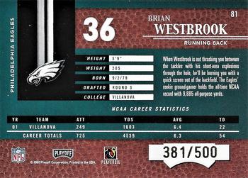 2002 Playoff Piece of the Game #81 Brian Westbrook Back
