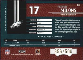 2002 Playoff Piece of the Game #88 Freddie Milons Back