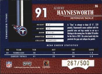 2002 Playoff Piece of the Game #96 Albert Haynesworth Back