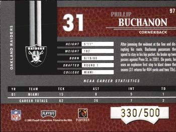 2002 Playoff Piece of the Game #97 Phillip Buchanon Back