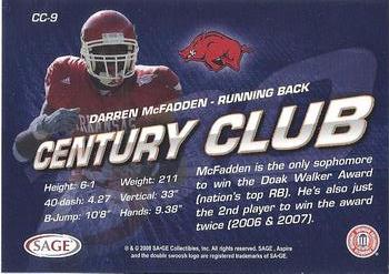 2008 SAGE Aspire - Century Club #CC-9 Darren McFadden Back