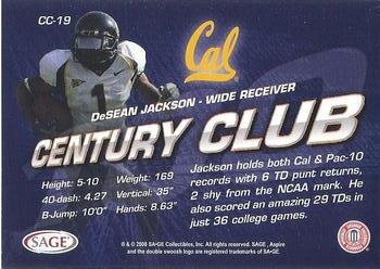 2008 SAGE Aspire - Century Club #CC-19 DeSean Jackson Back