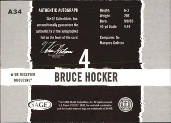 2008 SAGE HIT - Autographs Gold #A34 Bruce Hocker Back