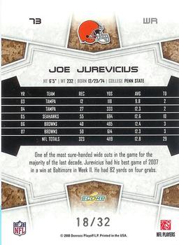 2008 Score - Artist's Proof #73 Joe Jurevicius Back