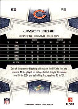 2008 Score - Glossy #56 Jason McKie Back