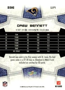 2008 Score - Glossy #296 Drew Bennett Back