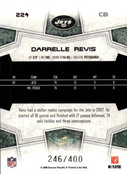 2008 Score - Gold Zone #224 Darrelle Revis Back